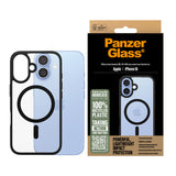 PanzerGlass ® HardCase Transparent m. Sort MagSafe & Ramme iPhone 16