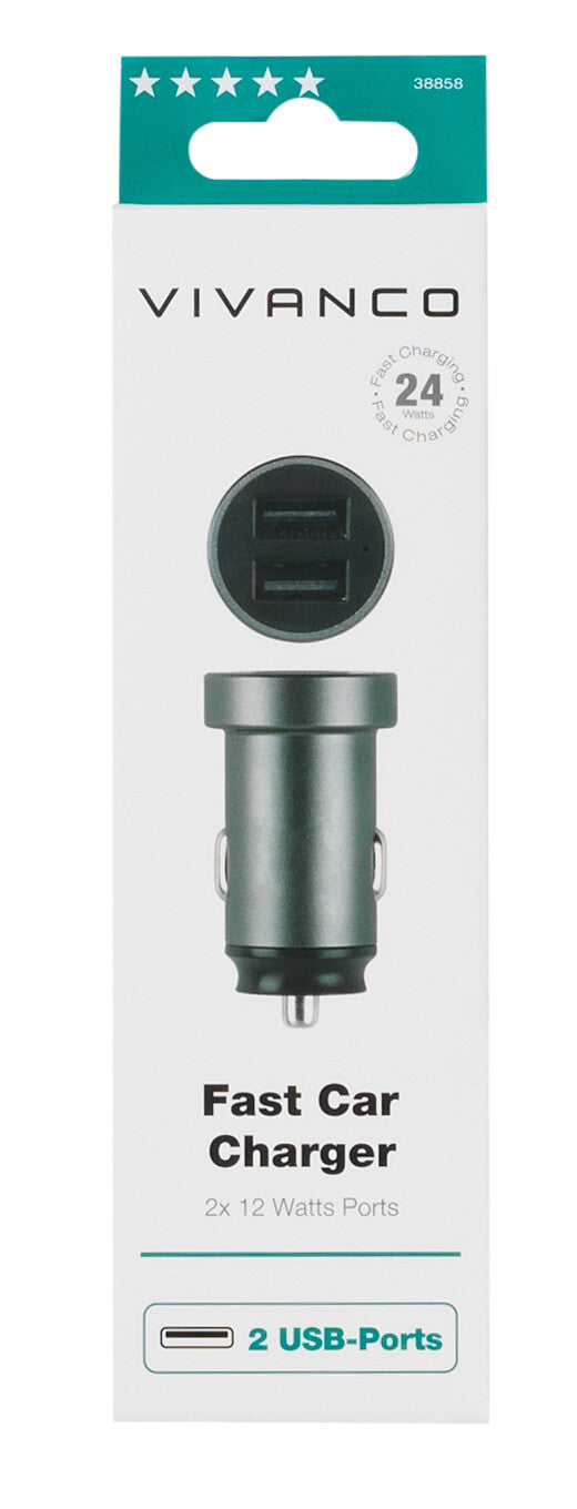 Vivanco HQCCVVDUALUSB4.8A Universel Sort Cigartænder Automatisk