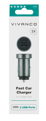 Vivanco HQCCVVDUALUSB4.8A Universel Sort Cigartænder Automatisk