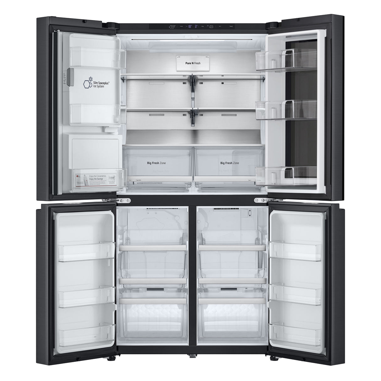 LG InstaView GMG960EVJE side-by-side køle-fryseskab Fritstående 638 L Sort