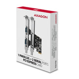 Axagon PCEA-PSN PCIe-Adapter mit 1x Parallel-+ 2x Seriell-Ports - ASIX AX99100 interface-kort/adapter Intern Parallel, RS-232