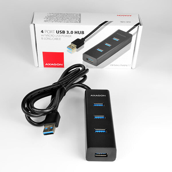 Axagon HUE-S2BL interface hub USB 3.2 Gen 1 (3.1 Gen 1) Type-A 5000 Mbit/s Sort