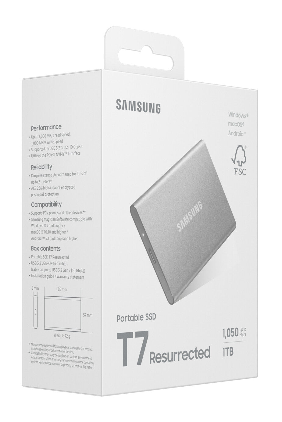 Samsung MU-PD1T0G/WW ekstern solid state driver 1 TB USB Type-C 3.2 Gen 2 (3.1 Gen 2) Sølv
