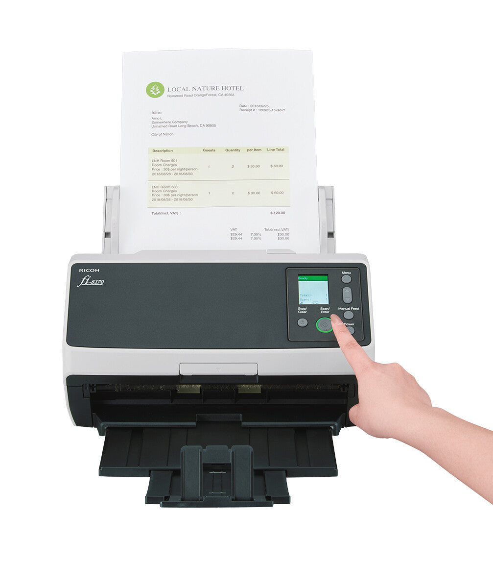 Ricoh fi-8170 ADF + manuel indføringsscanner 600 x 600 dpi A4 Sort, Grå