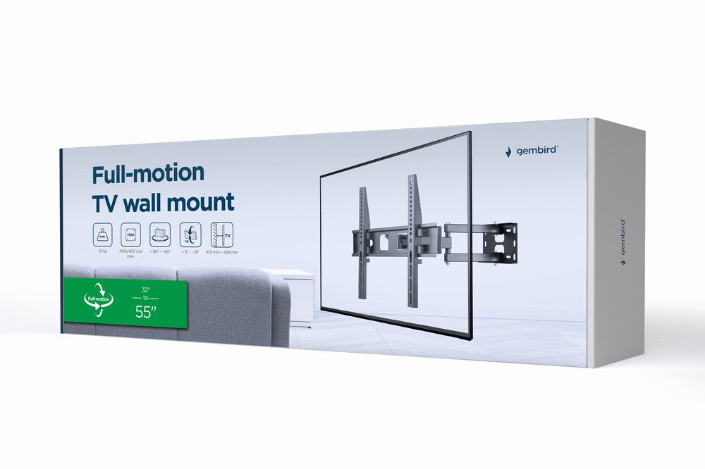 Gembird WM-55ST-03 tv-beslag 139,7 cm (55") Sort
