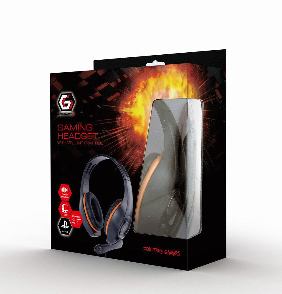 Gembird GHS-05-O hovedtelefoner/headset Ledningsført Spil Sort, Orange