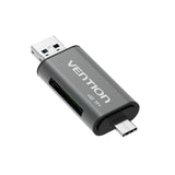 Vention CCHH0 kortlæser USB Type-A/USB Type-C/Micro-USB Grå