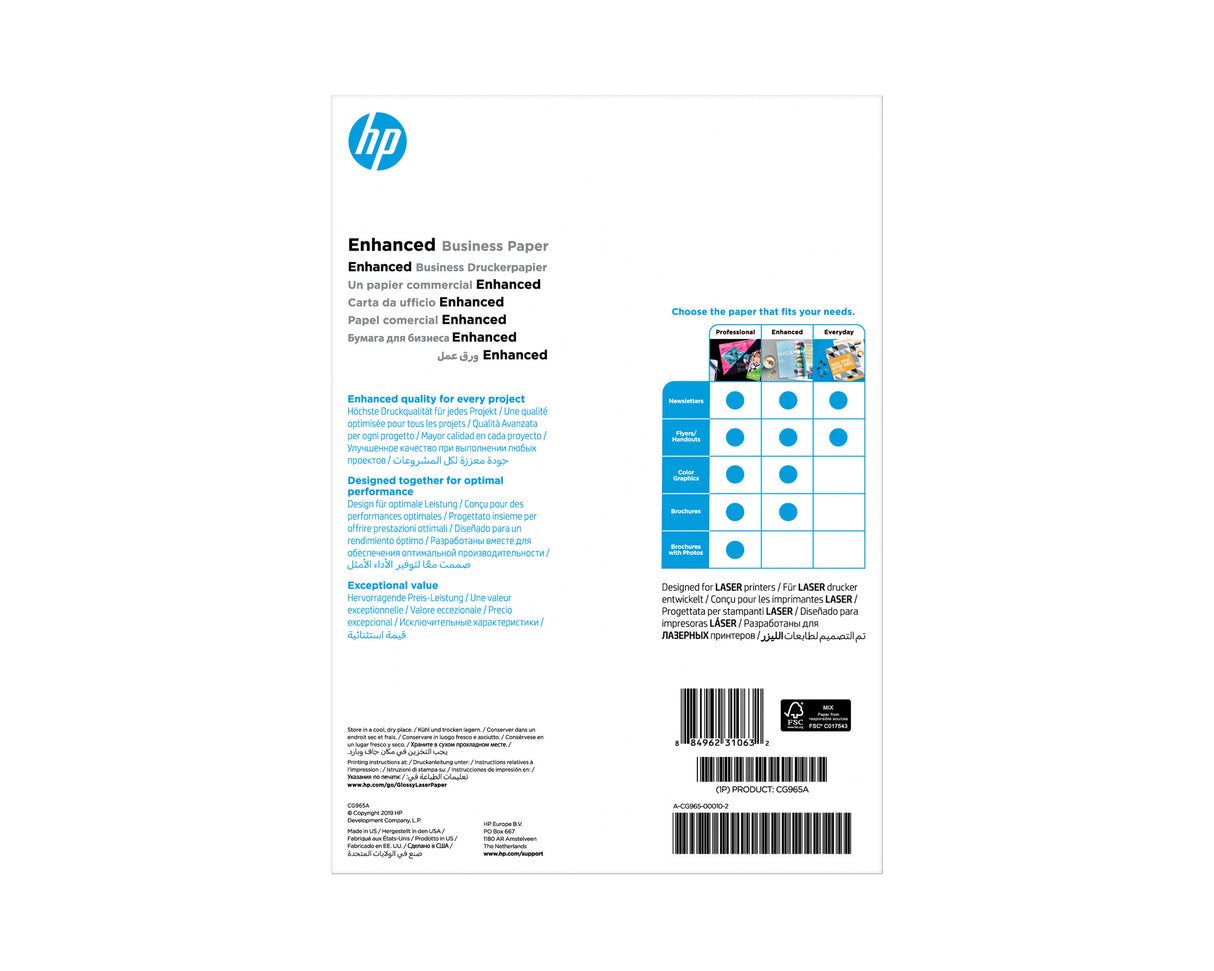 HP professionelt laserpapir, blankt, 150 g/m², 150 ark/A4/210 x 297 mm