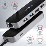 Axagon HMC-6GL dockingstation Ledningsført USB 3.2 Gen 1 (3.1 Gen 1) Type-C Sort, Grå