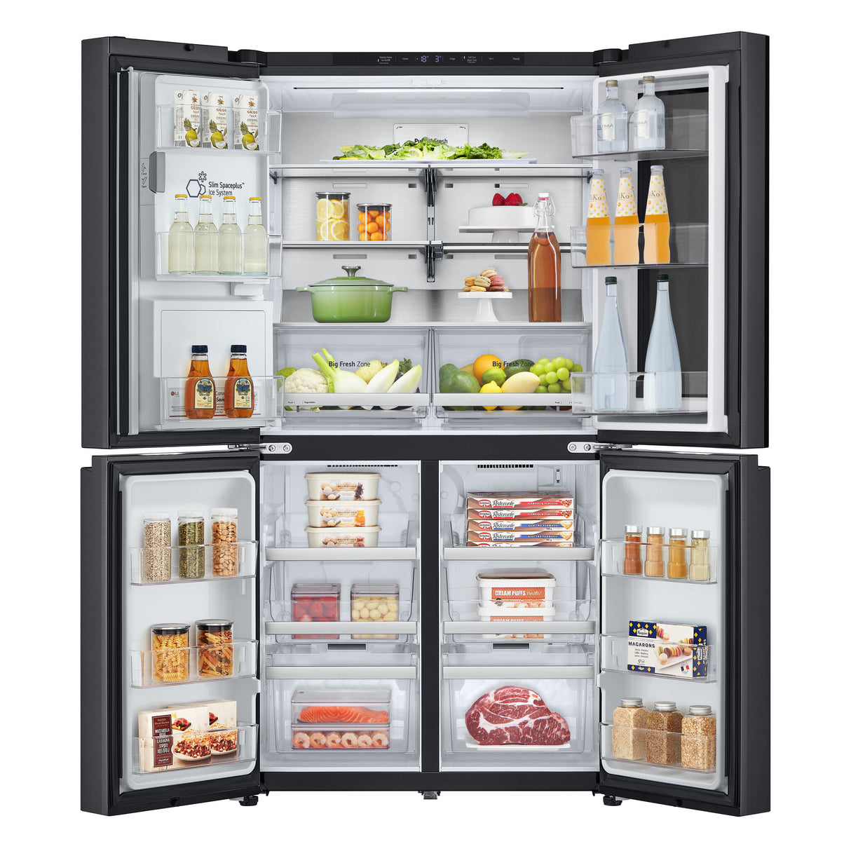 LG InstaView GMG960EVJE side-by-side køle-fryseskab Fritstående 638 L Sort