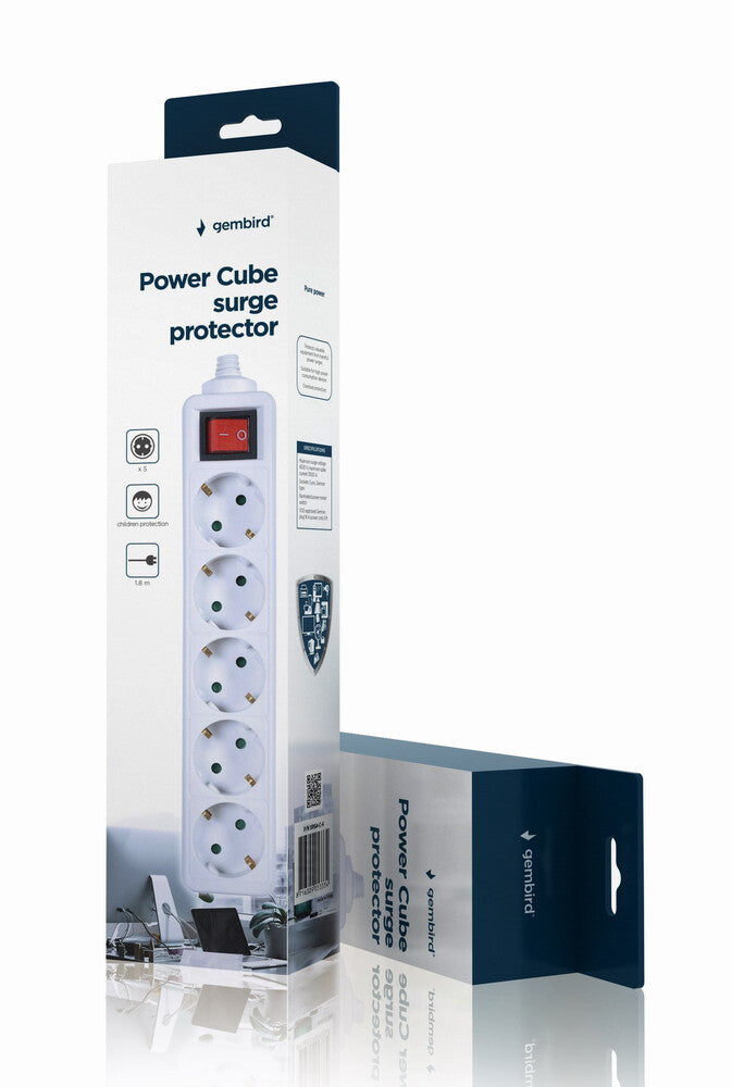 Gembird Surge Protector 5x Hvid 5 AC stikkontakt(er)