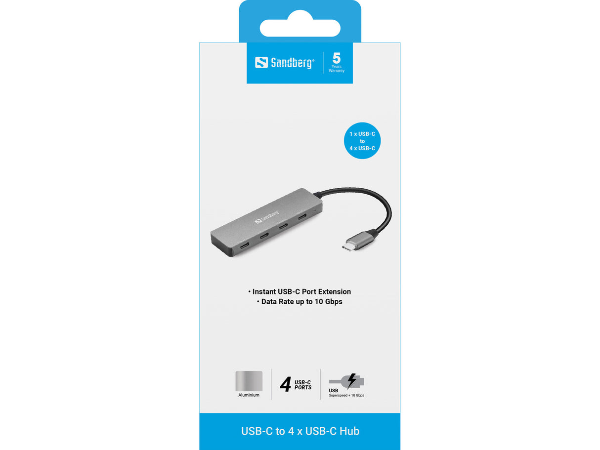 Sandberg 136-41 interface hub USB 3.2 Gen 1 (3.1 Gen 1) Type-C 10000 Mbit/s Grå
