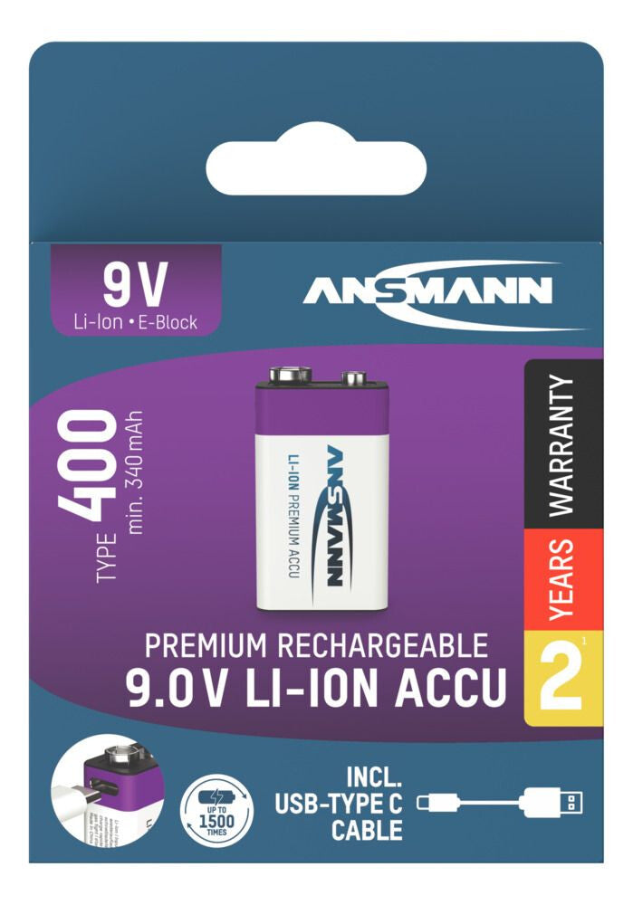Ansmann 1315-0005 husholdningsbatteri Genopladeligt batteri 9V Lithium-Ion (Li-Ion)