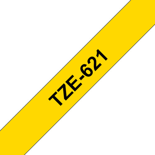 Brother TZE-621 etiketbånd Sort på gul