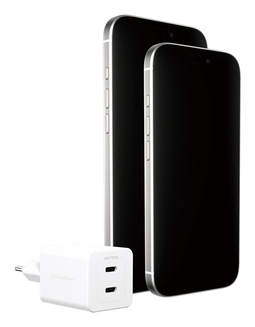 PanzerGlass empower™ by ® Turbo 45W Oplader inkl. 2 x USB-C | EU Stik | Silver White