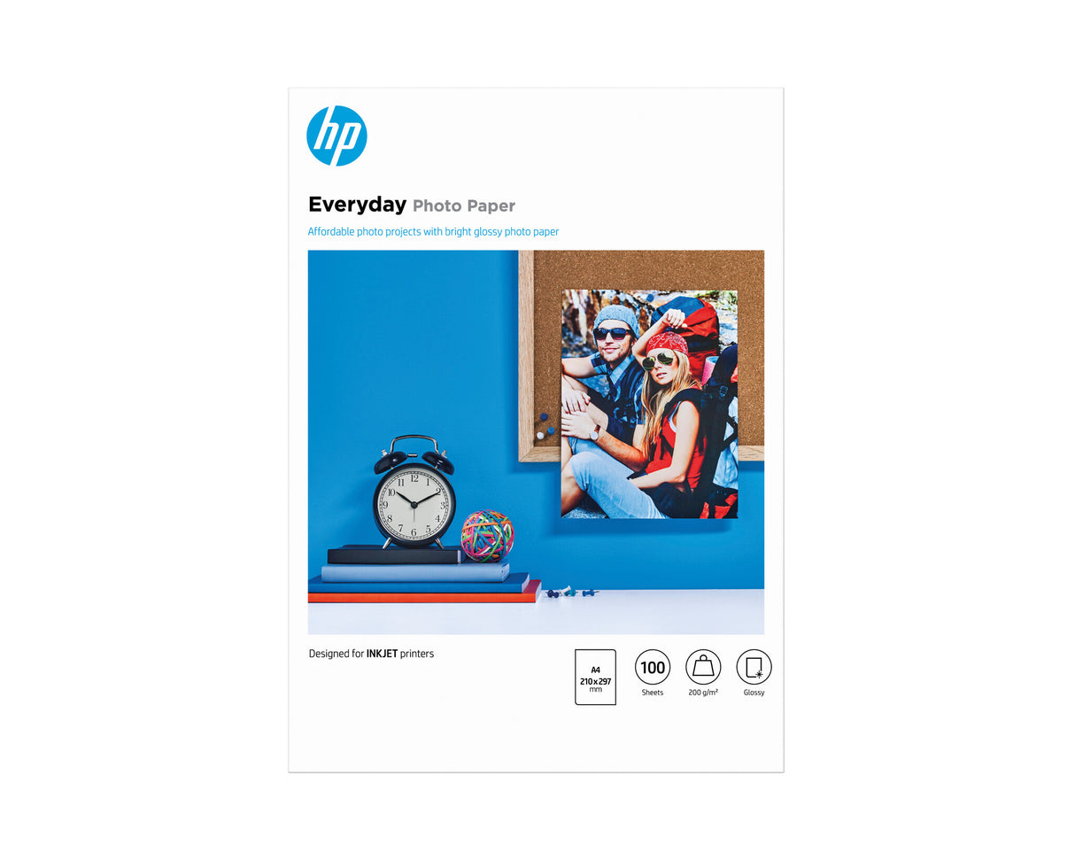 HP Everyday-fotopapir, blankt, 200 g/m2, A4 (210 x 297 mm), 100 ark