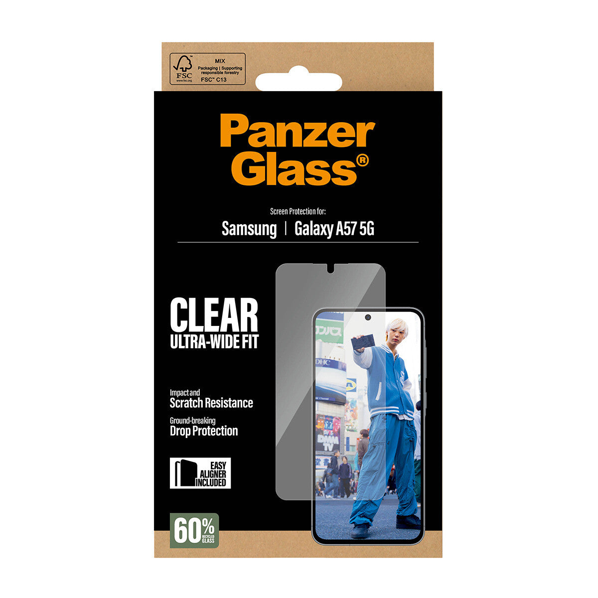 PanzerGlass Screen Protector Ultra-Wide Fit - Clear - Samsung Galaxy A57 5G Klar skærmbeskytter