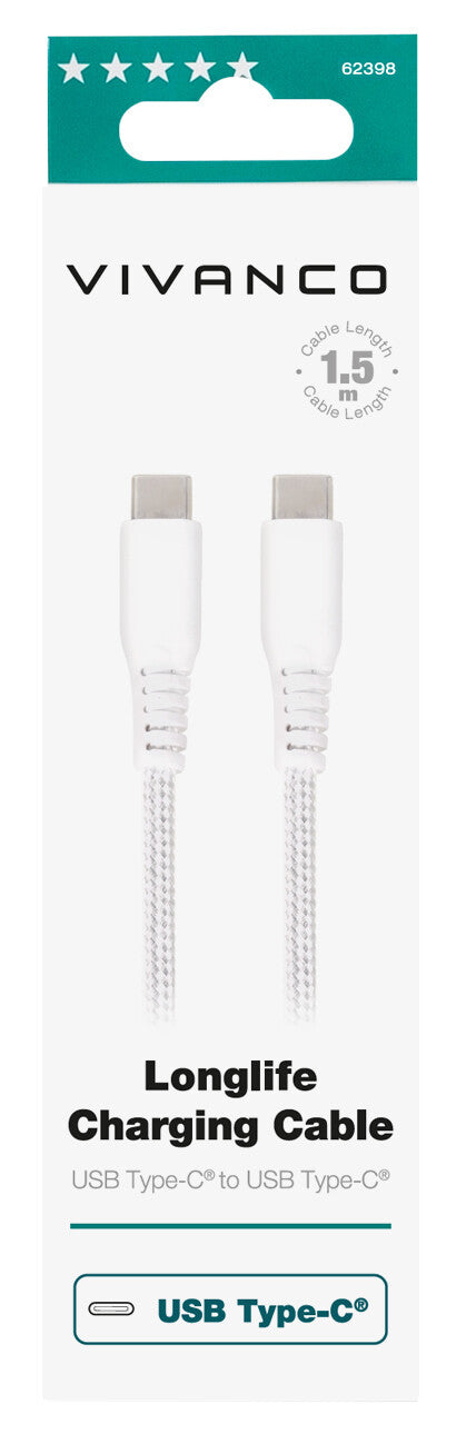 Vivanco 62398 USB-kabel 1,5 m USB C 60 W Hvid
