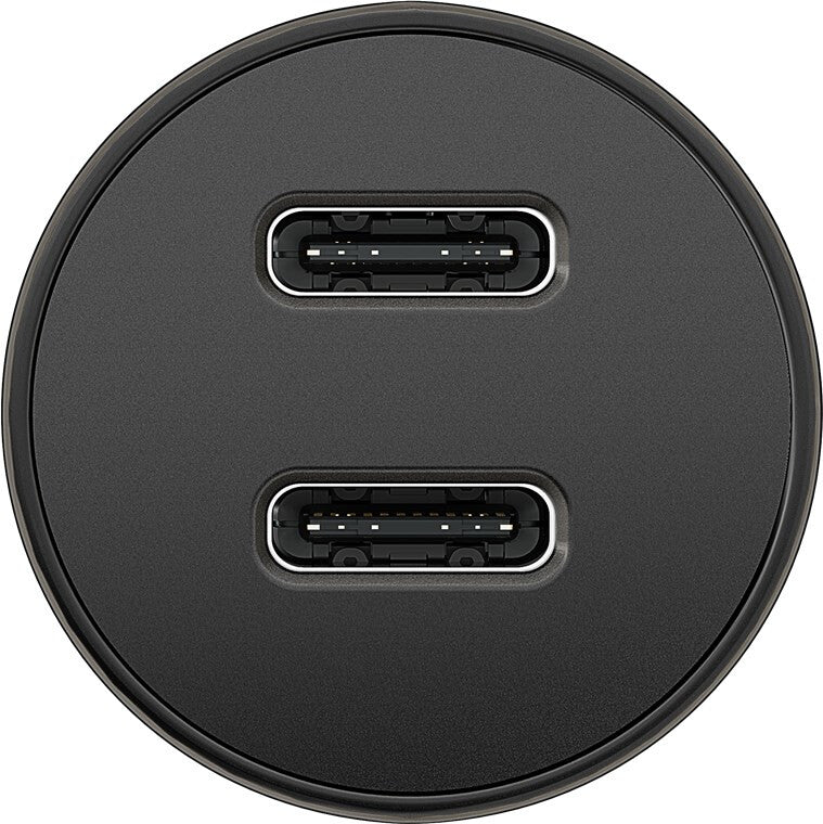 Dual-USB-C PD Auto Fast Charger (Power Delivery), black - 30W (12/24V) suitable for devices with USB-C