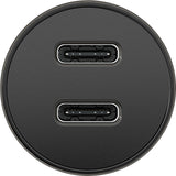 Dual-USB-C PD Auto Fast Charger (Power Delivery), black - 30W (12/24V) suitable for devices with USB-C