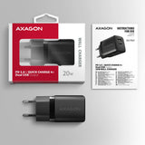 Axagon ACU-PQ20 wall charger QC3.0/AFC/FCP+ PD type-C 20 W - schwarz - USB Typ C Mobiltelefon, Smartphone, SmartWatch, Tablet, Universel Sort Vekselstrøm Hurtig opladning Indendørs