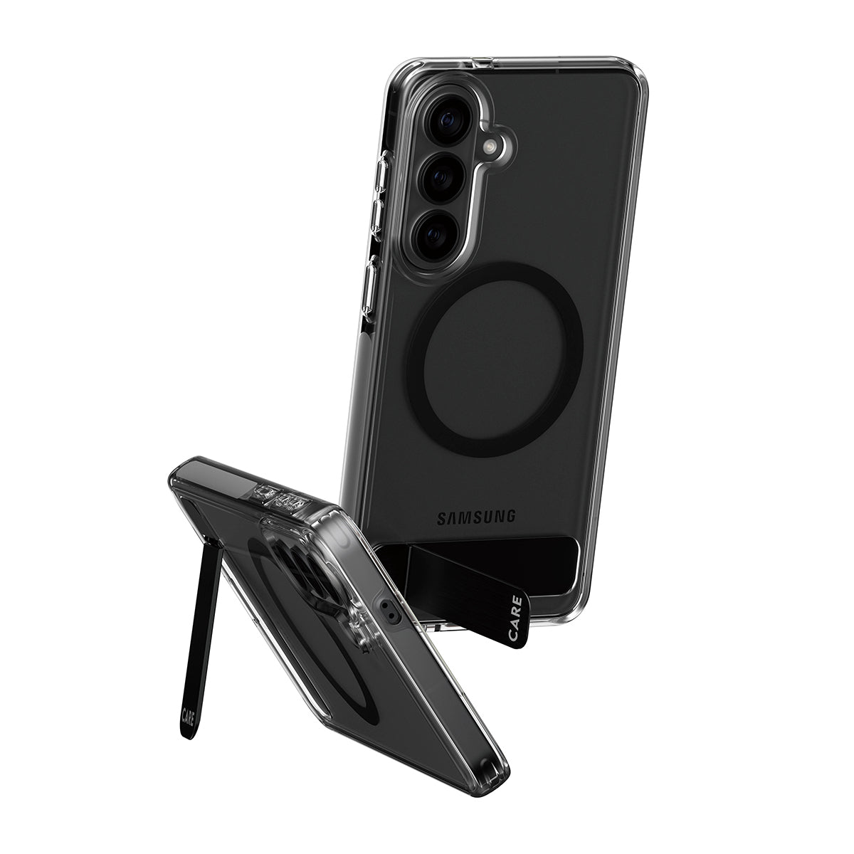 CARE by PanzerGlass Case Transparent w. Black Kickstand & Qi Samsung Galaxy S26+