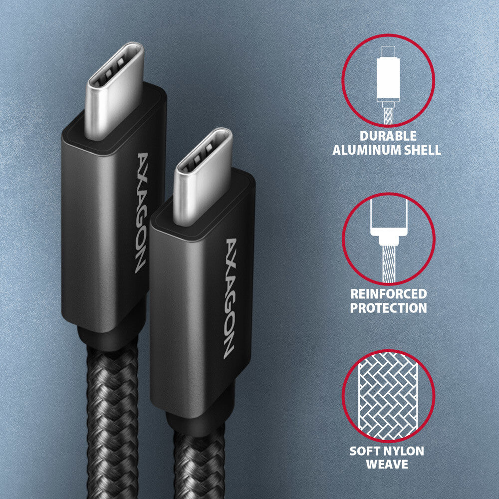Axagon BUCM32-CM10AB USB-kabel USB 3.2 Gen 2x2 1 m USB C 20 Gbit/sek. 100 W Sort