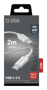 SBS TECABLETISSUE2G USB-kabel 2 m USB C 60 W Grå