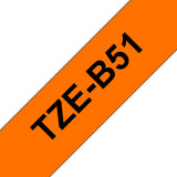 Brother TZE-B51 etiketbånd Sort på fluorescerende orange