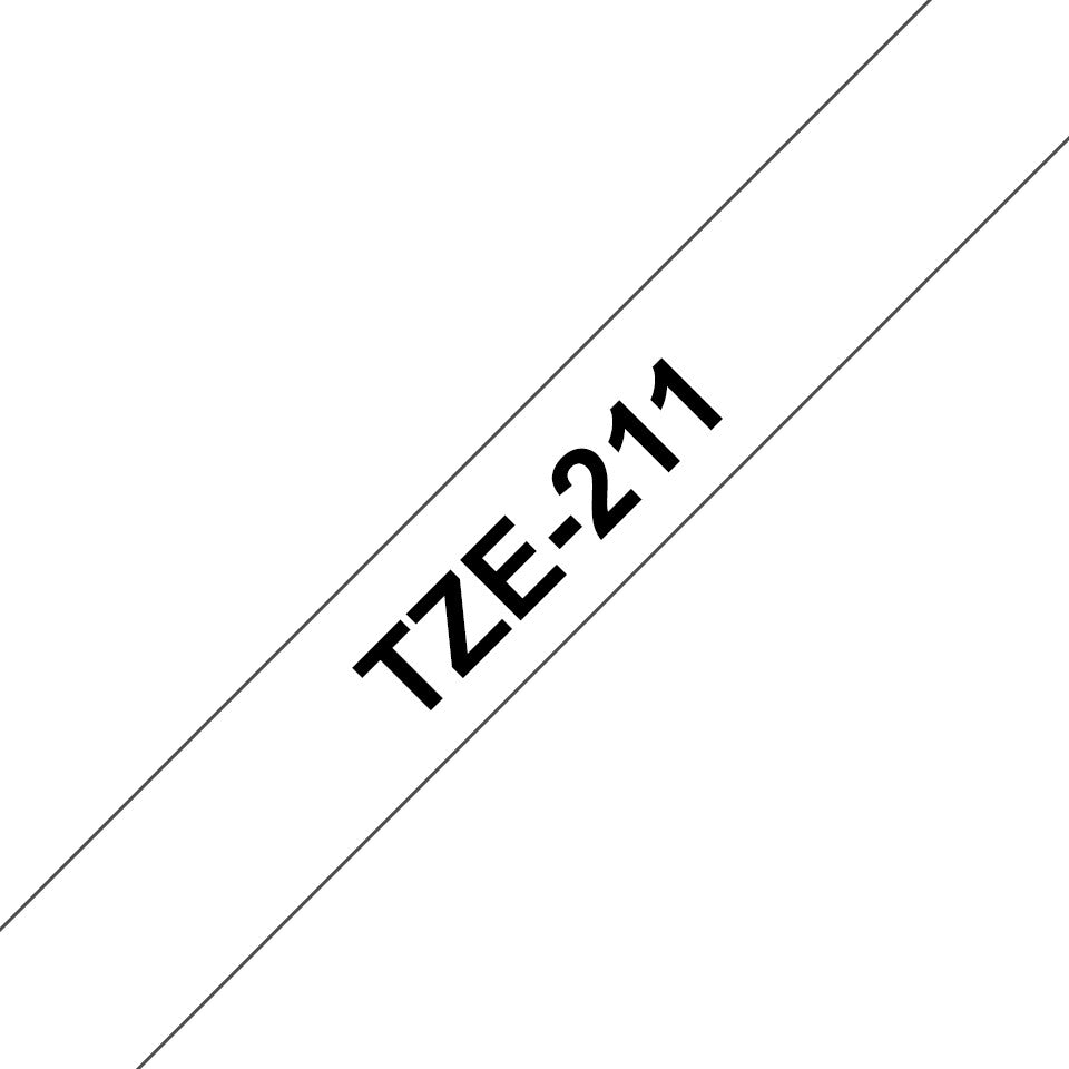 Brother TZe-211 etiketbånd Sort på hvid