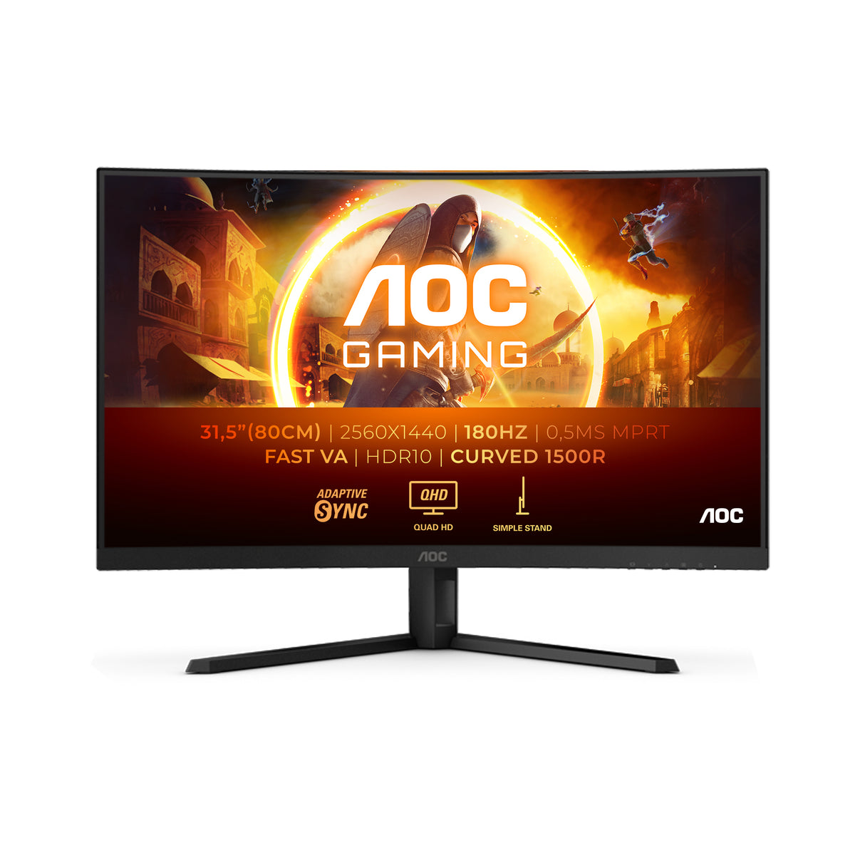AOC G4 CQ32G4VE computerskærm 81,3 cm (32") 2560 x 1440 pixel Quad HD LCD Sort, Grå