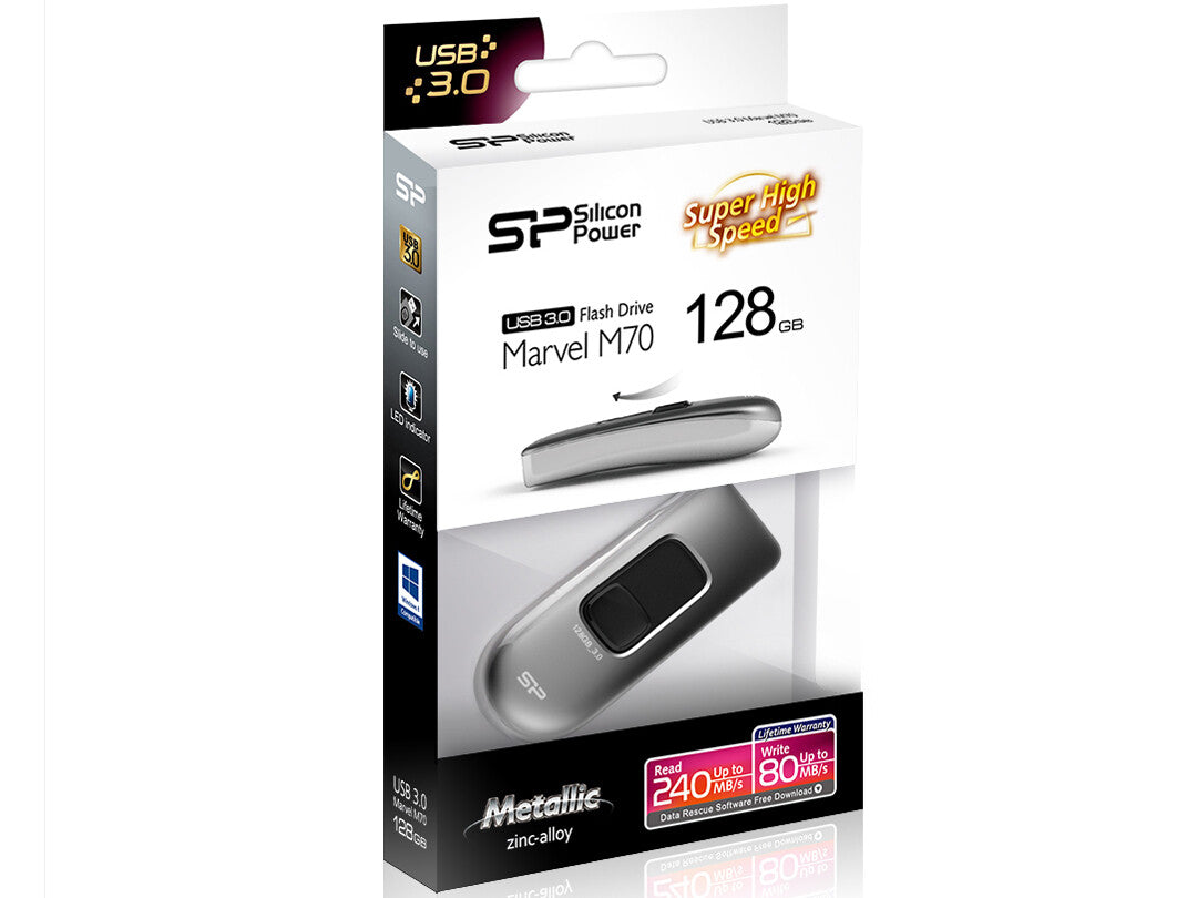 Silicon Power Marvel M70 USB-nøgle 32 GB USB Type-A 3.2 Gen 1 (3.1 Gen 1) Grå, Sølv