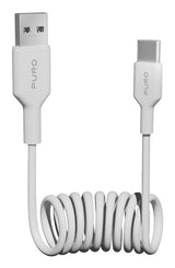 Puro 10W USB-A - USB-C Spiralkabel 1m - Hvid