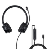 Lindy 20439 hovedtelefoner/headset Ledningsført Kontor/Callcenter USB Type-C Sort
