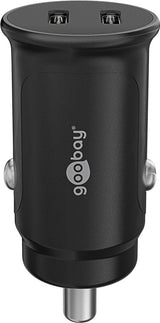 Dual-USB-C PD Auto Fast Charger (Power Delivery), black - 30W (12/24V) suitable for devices with USB-C