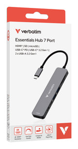 Verbatim 32158 interface hub USB 3.2 Gen 1 (3.1 Gen 1) Type-C 5000 Mbit/s Grå
