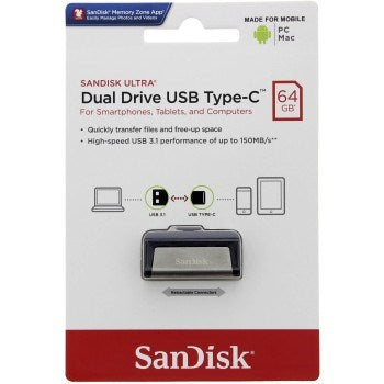 SanDisk Ultra Dual 64GB USB 3.1 / USB-C USB stick Grå