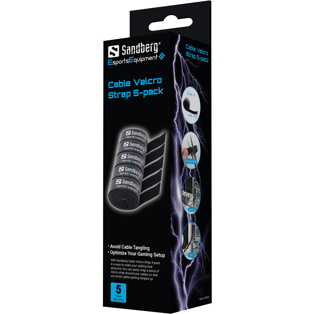 Cable Velcro Strap 5-pack, Black