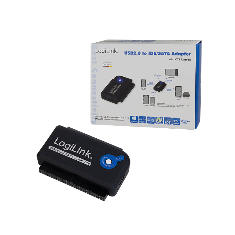 LogiLink Adapter USB 2.0 to 2,5 3,5 Zoll IDE SATA HDD OTB Lagringskontrol