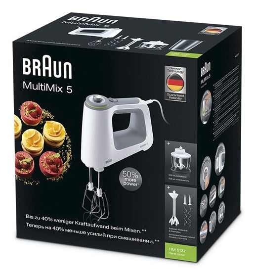 Braun MultiMix 5 HM 5137 WH Håndmixer 750W Hvid/grå