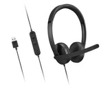 Lenovo 4XD1P83425 hovedtelefoner/headset Ledningsført Opkald/musik USB Type-A Sort