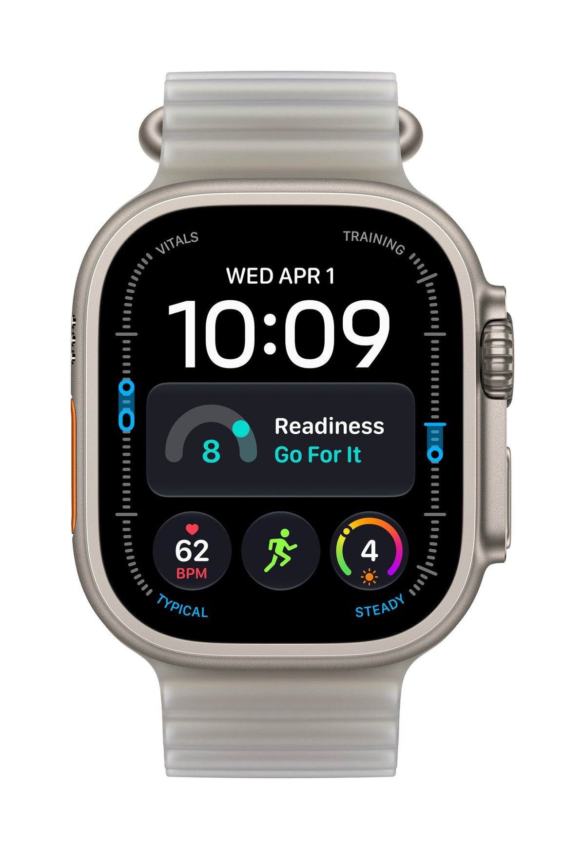 *Apple Watch Ultra 4 GPS + Cellular 49mm Natural Titanium Case with Translucent Grey Ocean Band