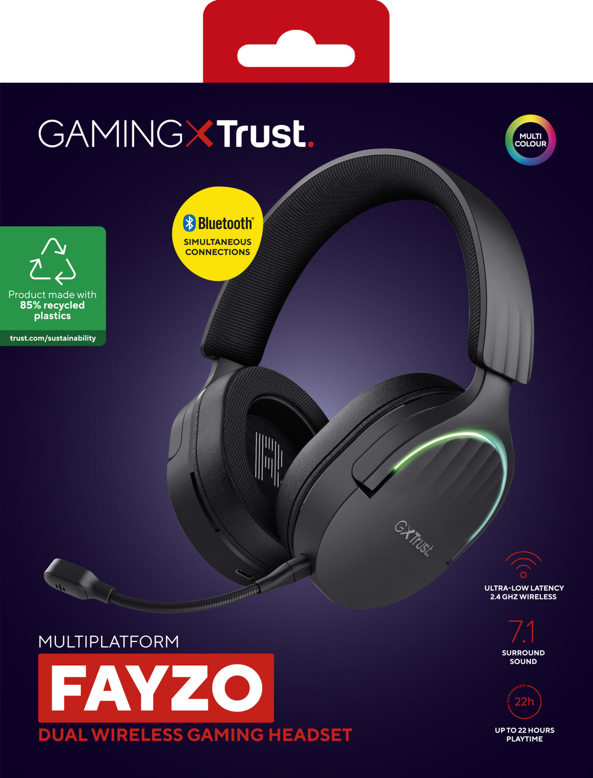 Trust GXT 491 Fayzo Headset Kabel & trådløs Spil USB Type-C Bluetooth Sort