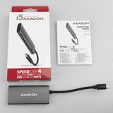 Axagon HMC-4G2 interface hub USB 3.2 Gen 2 (3.1 Gen 2) Type-C 10000 Mbit/s Grå