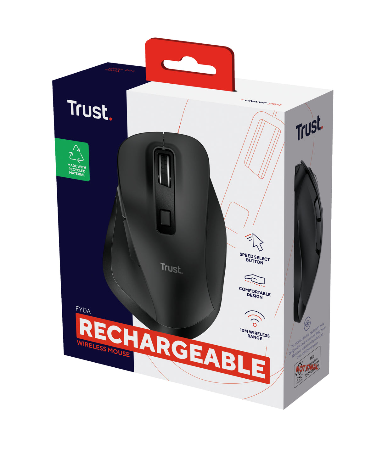 Trust Fyda Wireless mouse ECO 302288 ergonomisk trådløs mus