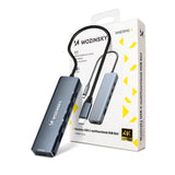 USB-C 6 i 1 Hub Wozinsky WHBC10Y4S Multifunktionel, Aluminium, med 25 cm Kabel - Grå