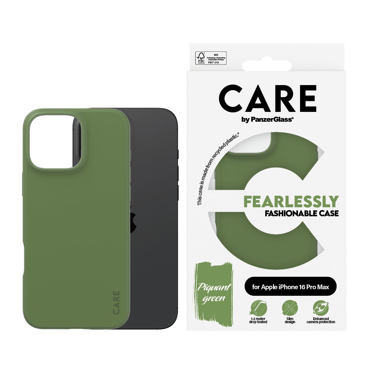 PanzerGlass CARE by ® Fashionable Case Grøn iPhone 16 Pro Max