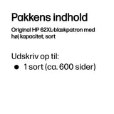 HP 62XL Sort 600 sider blækpatron