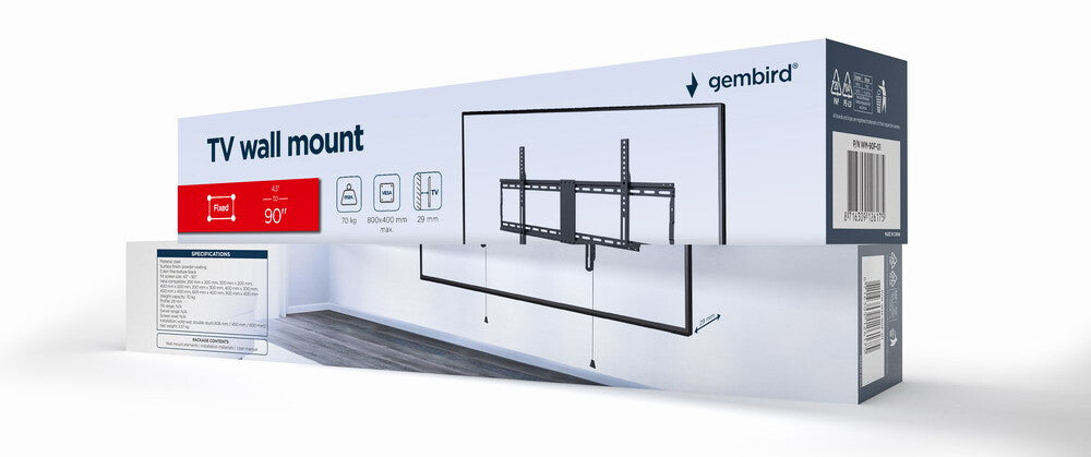 Gembird WM-90F-01 tv-beslag 2,29 m (90") Sort