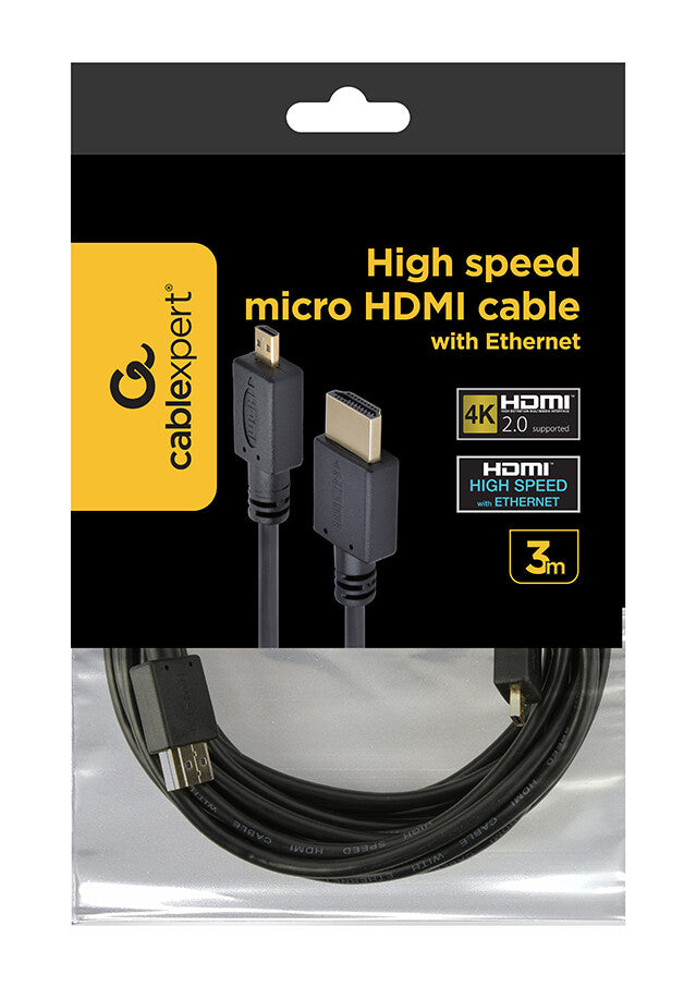 Gembird 3m HDMI-M/micro HDMI-M HDMI-kabel HDMI Type A (Standard) HDMI Type D (Micro) Sort
